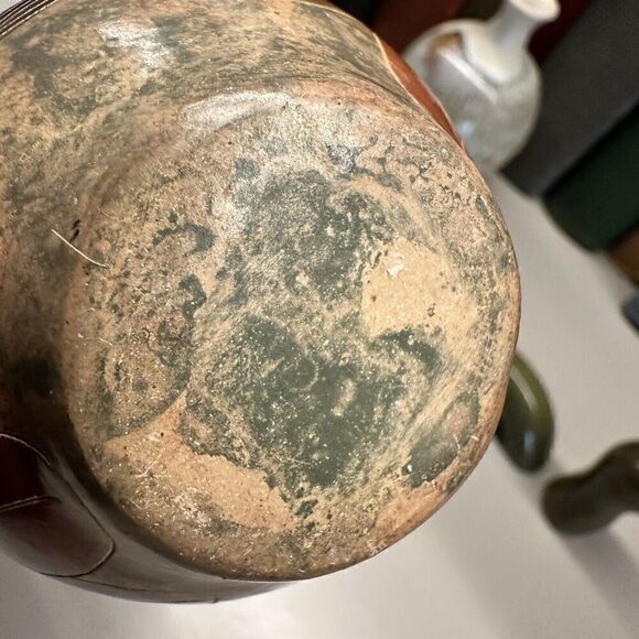 Vintage Costa Rica Art Pottery Vase Bird Flower Cut Away Design Hand-painted 4" - Picture 7 of 7